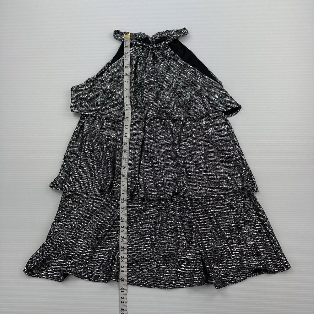 Caramela Black Silver Tiered Halter Dress Womens M Party Cocktail - Picture 5 of 11